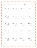 SET of 4 Handouts: Addition with Numbers 1-10. Fun Orange 