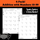 SET of 4 Handouts: Addition with Numbers 10-99. Fun Spider