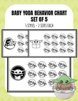 Preview of SET of 5 Baby Yoda Behavior Charts Star Wars PBIS Positive Reinforcement