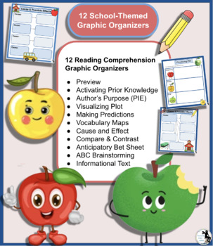 Preview of SET of School-Themed Reading Strategy Graphic Organizers