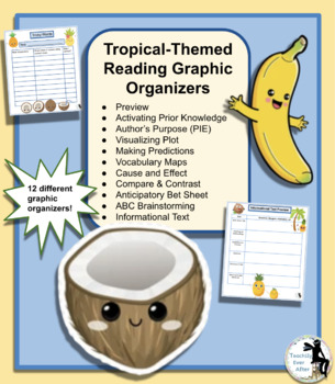 Preview of SET of Tropical-Themed Reading Graphic Organizers
