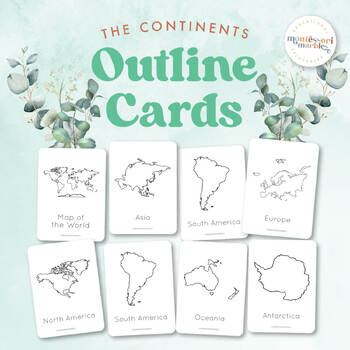 Preview of SEVEN CONTINENTS Outlines for Coloring and Matching | Montessori Inspired