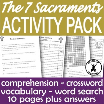 Preview of Seven Sacraments Activities Reading Writing Drawing and Puzzles No Prep