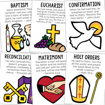 SEVEN SACRAMENTS Catholic Posters | Coloring Pages | CCD Catechism Activity