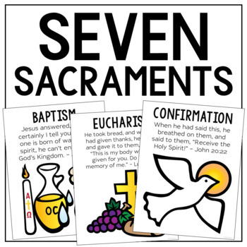 Preview of SEVEN SACRAMENTS Coloring Pages and Posters | Church Bulletin Board Activity