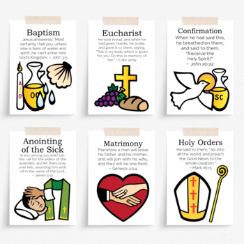 Preview of SEVEN SACRAMENTS Flash Cards | Catholic Church Activity