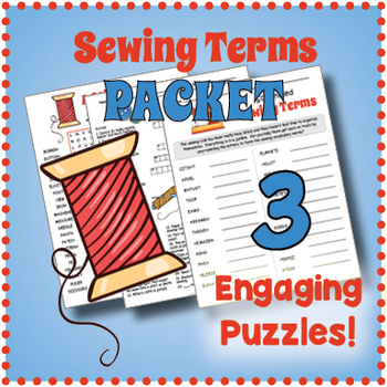 Preview of SEWING TERMS BUNDLE - Crossword, Word Search & Scramble Worksheet Activities