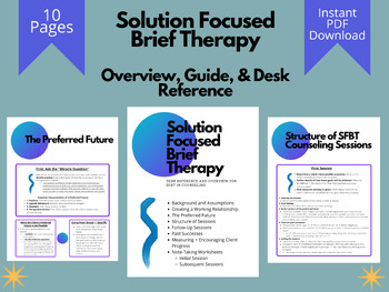 Preview of SFBT Overview and Guide | solution focused brief therapy study guide