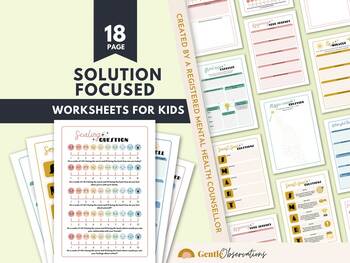 Preview of SFBT Worksheets for Kids, Kids Coping Skills, Growth Mindset, SEL