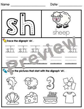 SH/CH Digraph Worksheets Bundle! by Kindergarten Swag | TpT