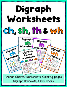 SH/ CH/ TH/ WH & Review Digraph Worksheets Bundle! by Kindergarten ...