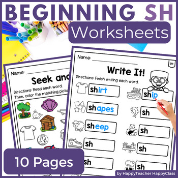 Preview of SH Digraph Worksheets - FREE - SH 1st Grade Phonics Activities - NO PREP