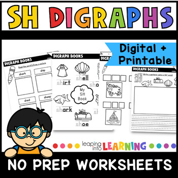Preview of SH Digraphs Phonics Worksheets | Freebie | Pdfs and Google Slides
