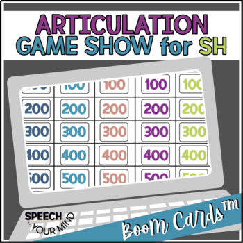 Preview of SH Sound Articulation Boom Cards™ Game Show |  SH Speech Therapy