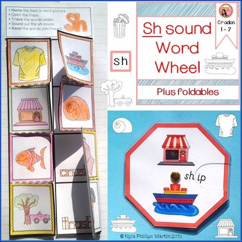 Preview of SH Sound Word Wheel and foldable worksheet