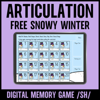 Preview of Free Winter Articulation Memory Game - SH All Positions
