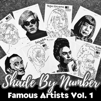 Preview of Shade by Number Art Activity, Famous Artists, Early Finisher/Sub Activities