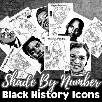 Preview of SHADE BY NUMBER Art Activity, Black History Month, Martin Luther King Jr