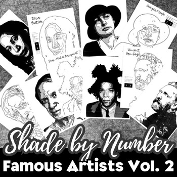 Preview of SHADE BY NUMBER Art Activity, Famous Artists, Early Finisher and Sub Activities