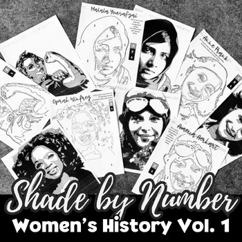 Preview of Shade by Number Art Activity, Women's History 1, Early Finisher/Sub Activities