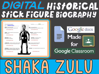 Preview of SHAKA ZULU Digital Historical Stick Figure (mini bios) - Editable Google Docs