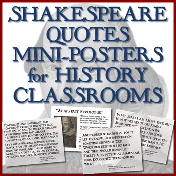 Preview of SHAKESPEARE QUOTES MINI-POSTERS for HISTORY CLASSROOMS -- Easy Print 8.5 x 11