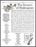 SHAKESPEARE'S SONNETS Word Search Puzzle Worksheet Activity