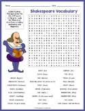 SHAKESPEARE VOCABULARY TERMS Word Search Puzzle Worksheet 