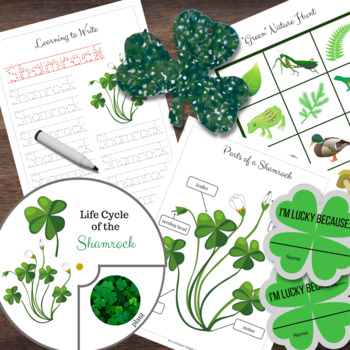 Preview of SHAMROCK Clover Life Cycle, Anatomy, Craft, Irish Blessings Bundle