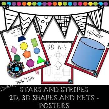 Preview of SHAPE POSTERS-Stars and Stripes Design. Back to School