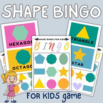 Preview of SHAPE bingo cards FOR KIDS game with flashcard - ages 3- 6