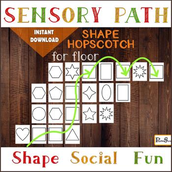 Preview of SHAPE hopscotch, Sensory path, Floor decals for preschool, school or home