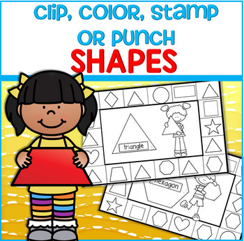 Preview of SHAPES - Clip Color Stamp Punch Cards Recognition Fine Motor Shape Names