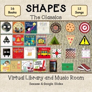 Preview of SHAPES - The Classics Virtual Library & Music Room - SEESAW & Google Slides