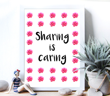 Preview of SHARING IS CARING poster - friend poster - family design poster - ready to print