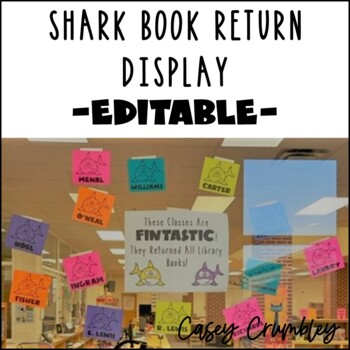 Preview of SHARK Book Return Bulletin Board Display Library Media Center End of Year