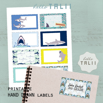 Preview of SHARK PRINTABLE LABELS