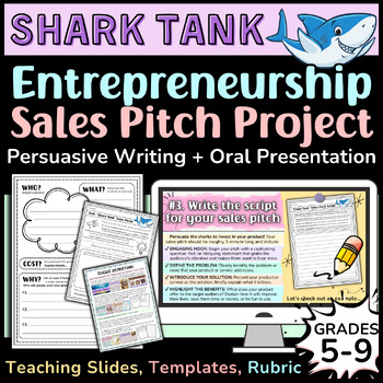 Preview of SHARK TANK: A Fun ELA Project – Creative Persuasive Writing + Oral Presentation!