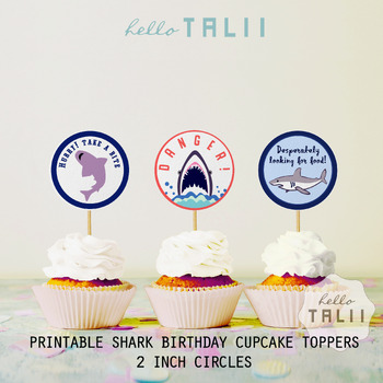 Preview of SHARKS CUPCAKE TOPPERS Printable