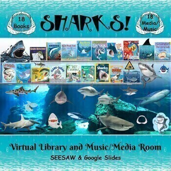 Preview of SHARKS Digital Non-Fiction Library & Media/Music Room - SEESAW & Google Slides