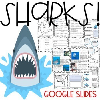 Preview of SHARKS NONFICTION READING VOCABULARY AND MORE GOOGLE SLIDES CLASSROOM NO PREP