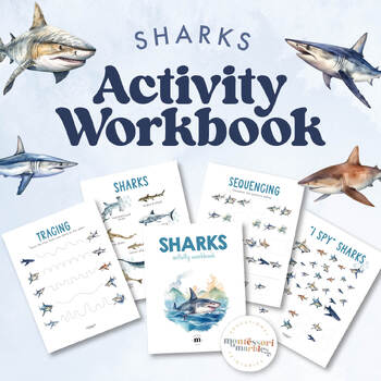 Preview of SHARKS PRE-K Workbook | Fun Activities for Preschool | Shark Week