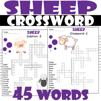 SHEEP Crossword Puzzle All About SHEEP Crossword Activities TPT