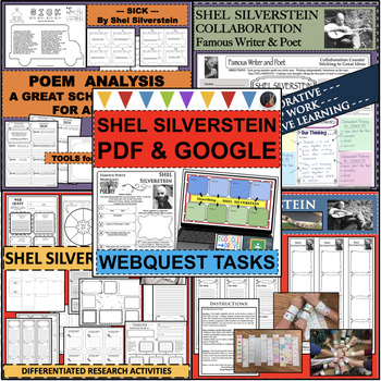 Preview of SHEL SILVERSTEIN BUNDLE Poetry Poet Research Project Biography Biographical