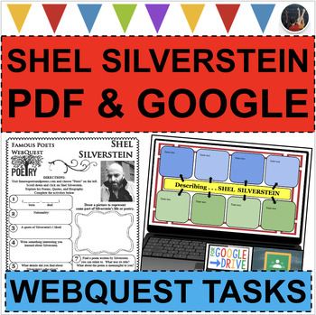 Preview of SHEL SILVERSTEIN Poet WebQuest Research Poetry Biography (PDF & DIGITAL)