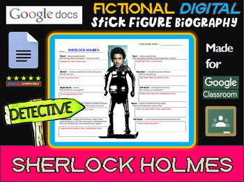 Preview of SHERLOCK HOLMES - Fictional Digital Stick Figure Research Activity (GOOGLE DOCS)