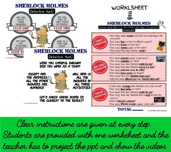 detective sherlock holmes clue hunt game for eslell fun
