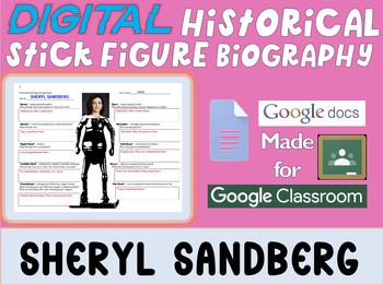 Preview of SHERYL SANDBERG - Digital Stick Figure Mini Bios for Women's History Month
