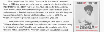 Preview of SHIRLEY CHISHOLM 1st Black Congresswoman Reading Comprehension Lesson/Questions