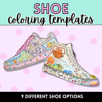 Preview of SHOE COLORING PAGES, 9 BLANK POPULAR SHOE TEMPLATES